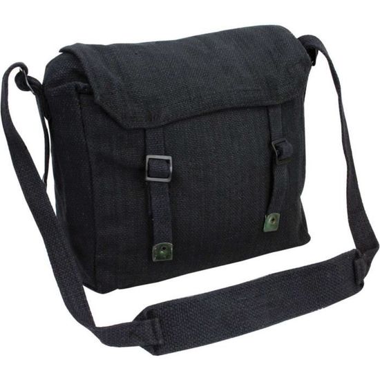 Musette militaire en coton canvas Noir Cdiscount Maison