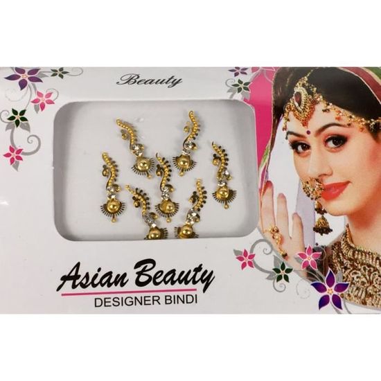 Lot De 6 Bindis Autocollants Dorés - Bijoux De Front Bollywood, Forme étoile, Origine Inde