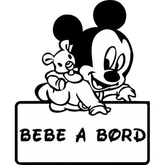 Sticker Bebe A Bord Mickey Disney Cdiscount Auto