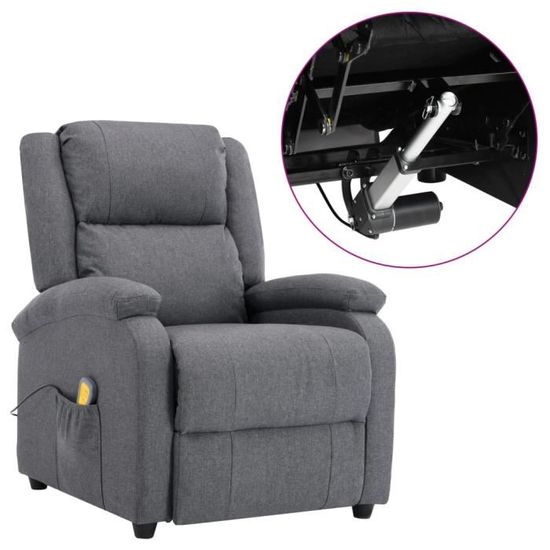 STAR®8823 Chaise de relax de luxe BEST Fauteuil inclinable électrique de massage Gris foncé Tissu ,taille:71 x 92 x 96 cm