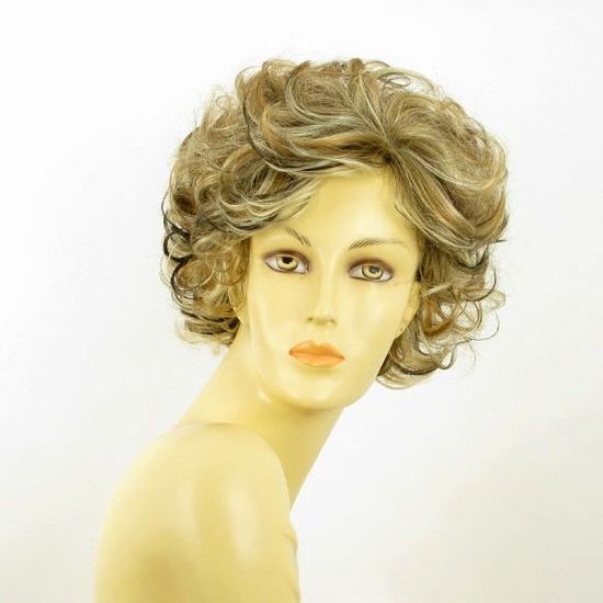 Perruque Courte Femme Blonde Clair Méchée Cuivré Chocolat - Modèle ELISA 15613H4 - Synthétique - Neuf Avec étiquettes