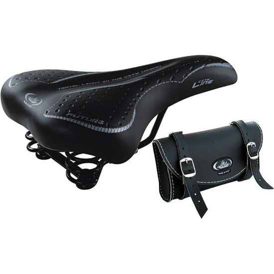 Selle Montegrappa Avec Ressorts + Sacoche Vélo Vintage - Pour Vélo Graziella - Noir, Style Rétro - État D'époque - 9