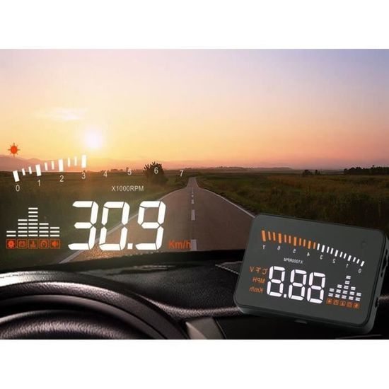 KAOLALI HUD OBD2 + GPS Affichage Tête Haute Universel - Compteur Vitesse, Alerte Fatigue, Multi Langues
