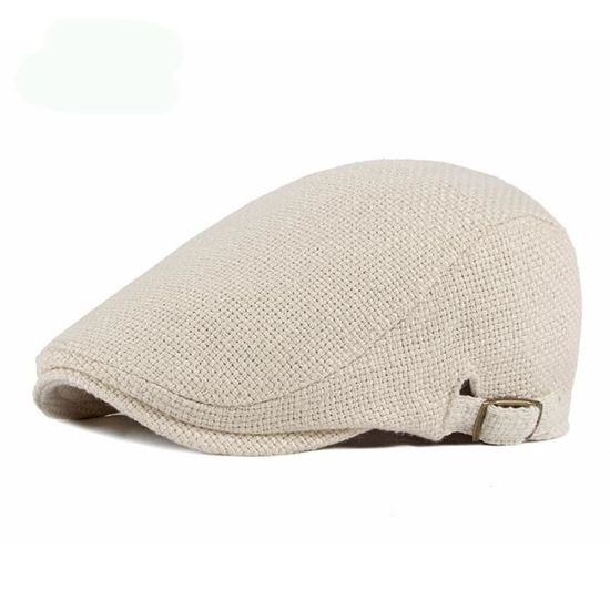 Casquette Plate Large Visière En Lin Pour Homme - Doublure Coton élégante, Légère Et Confortable Pour L'été