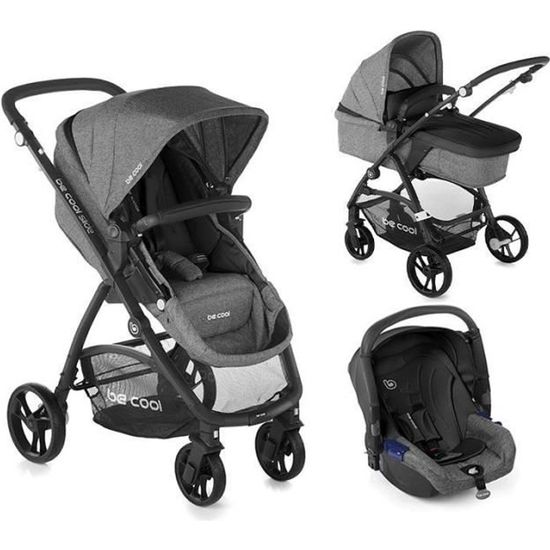 Poussette 3 en 1 Be Cool Slide flex Coque Zero Be Solid Black