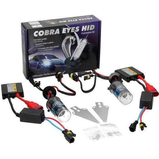 Kit Phares Xénon HID H4 35W 6000K - Amélioration éclairage Voiture, Couleur Blanc Bleuté