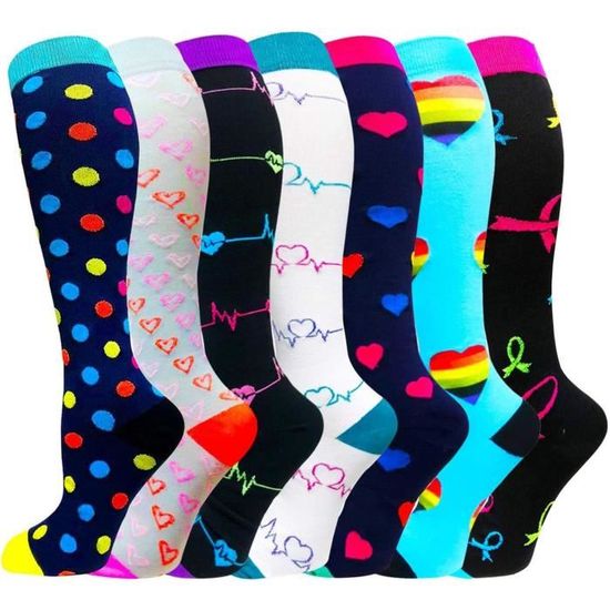 Lot De 6 Paires De Chaussettes De Compression Pour Homme Et Femme