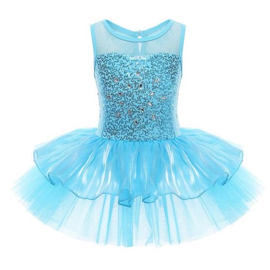 Tutu Robe Patinage Artistique Enfant Fille Robe Noël à Rayures Justaucorps Danse Classique Robe