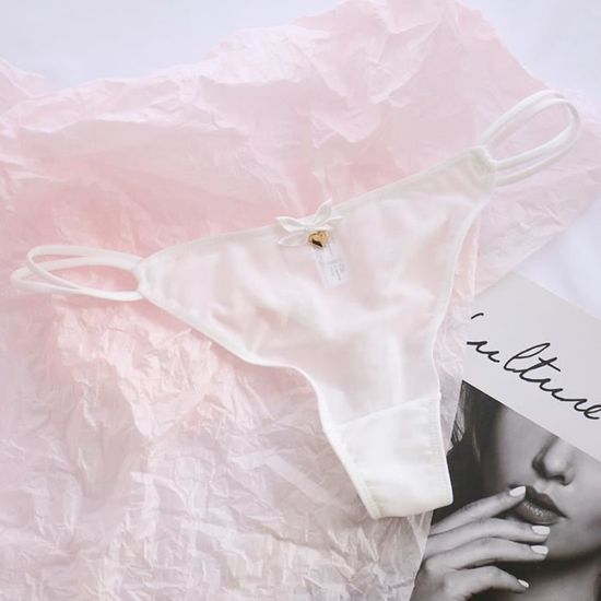 Slip Bikini Femme Dentelle Transparente Avec Nœud - Taille Unique, En Chiffon, Style Sexy - Neuf Avec étiquettes