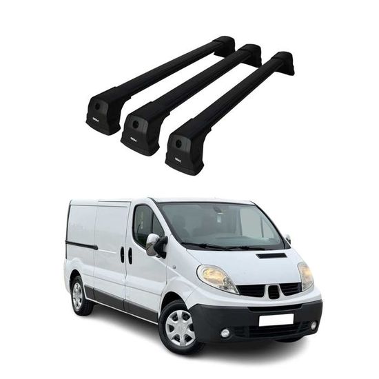 Kit Barres de toit pour Renault Trafic Opel Vivaro A 2001-2014 Alu Noir L1 Court