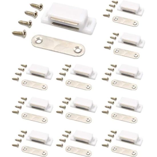 Lot De 5 Paires De Loquets Magnétiques Type L - Argenté, Acier Inoxydable - Pour Portes De Meuble - Neuf