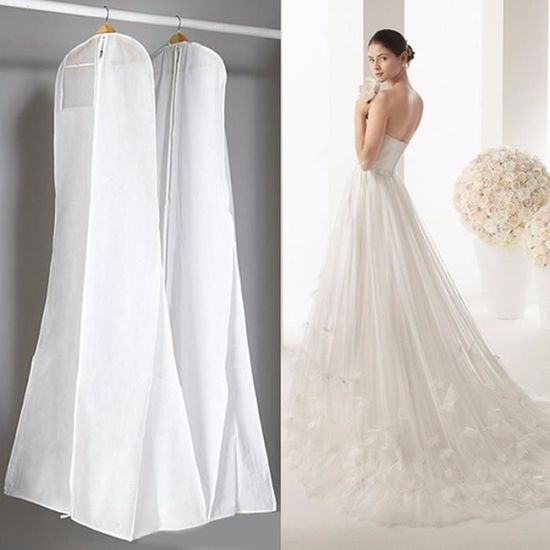 160/180cm Housse Robe Mariée Nuptiale Mariage Sac 2 Colorés Protection  Vêtement S|White