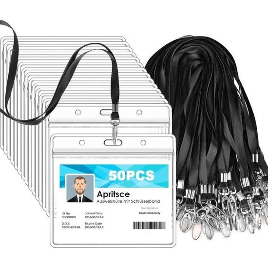 2X(Porte-Badge Vertical En Plastique Dur 2 Pièces Avec Fente Pour Le