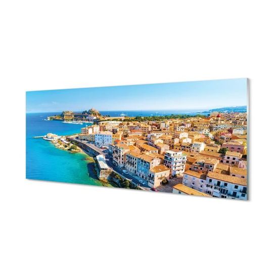 Tulup Impression Sur Verre 125x50 Cm Image Tableau Photo Décorative Panoramique Pour La Cuisine Et Le Salon - Spectacles Et Architecture - Rues Italiennes - Beige