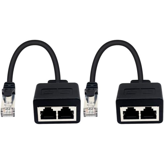 Vaguelly Lot De 2 Adaptateurs Ethernet Femelle à Femelle - Connecteur Pour Rallonge Câble Réseau LAN