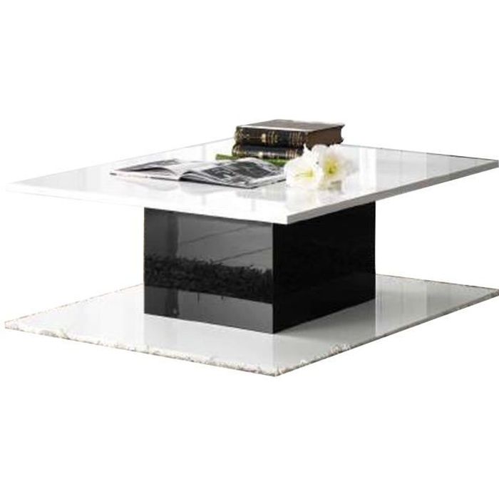 AMAZONIE LAQUÉ BLANC ET NOIR SÉJOUR SALLE À MANGER DESIGN : La Table Basse Rectangulaire