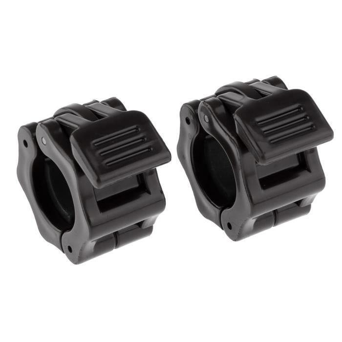1 paire de pinces d'haltères colliers agrafe de verrouillage de haltère pour la salle de sport fitness 30mm noir