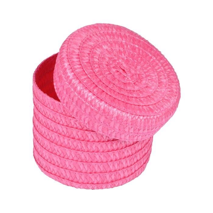 Lot de 3 boîtes tressées 10x15x18 cm Fuchsia