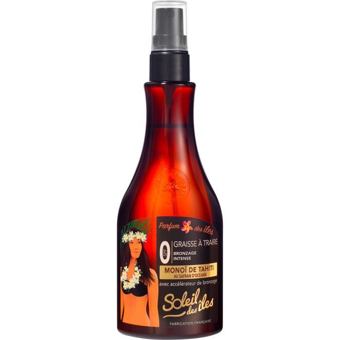 Soleil des iles - Graisse à traire activateur de bronzage au Réa et Monoï de Tahiti - Flacon 150ml - Transparent