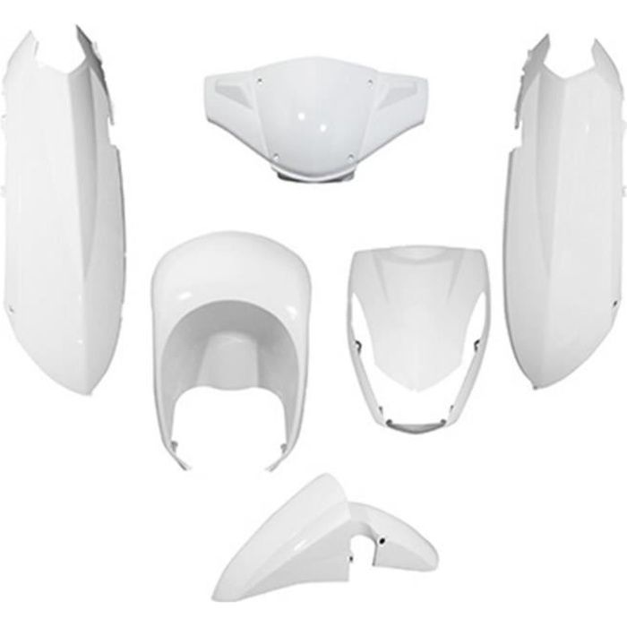 KIT CARROSSERIE CARROSSERIE-CARENAGE SCOOT ADAPTABLE PEUGEOT 50 KISBEE BLANC BRILLANT (KIT 6 PIECES)