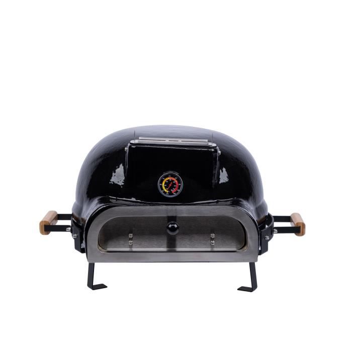 Four à Pizza Coccinelle® de Jardin Premium en Céramique Réfractaire Noire - Fabrication Artisanale et durable.