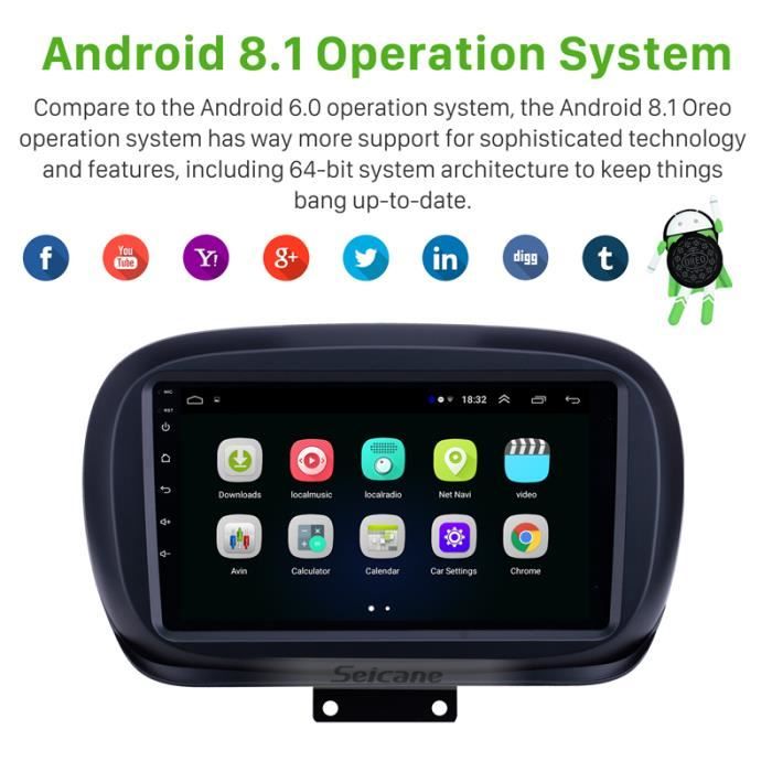 2din GPS lecteur multimédia de voiture 9 pouces pour Fiat 500X 2014-2019 Android 9.1 HD écran tactile autoradio support SWC Carplay