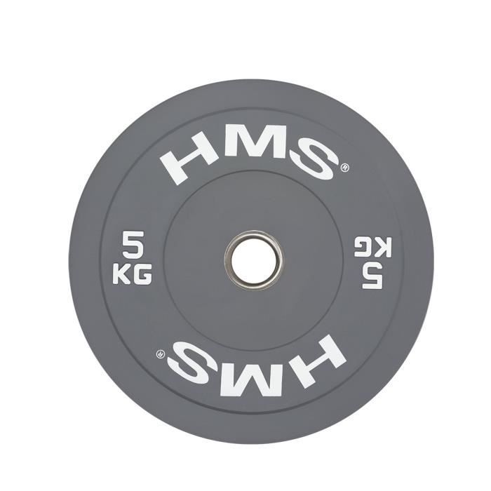 HMSPORT - Disque Bumper Olympique gris 5 kg - Musculation - Poids pour barre pleine - Équipement sportif - Salle de fitness - Gris