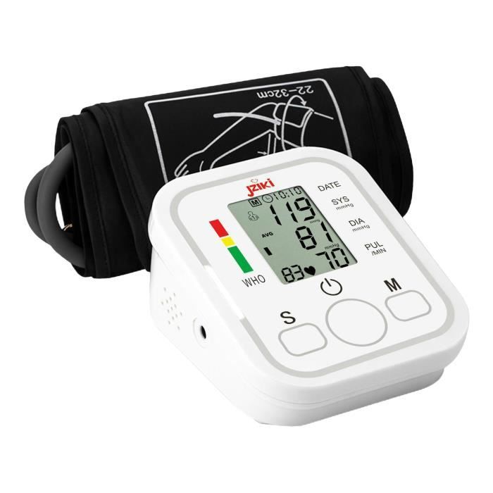 Tensiomètre numérique Sphygmomanomètre électronique 99 * 2 Test de fréquence cardiaque en mémoire Grand écran LCD