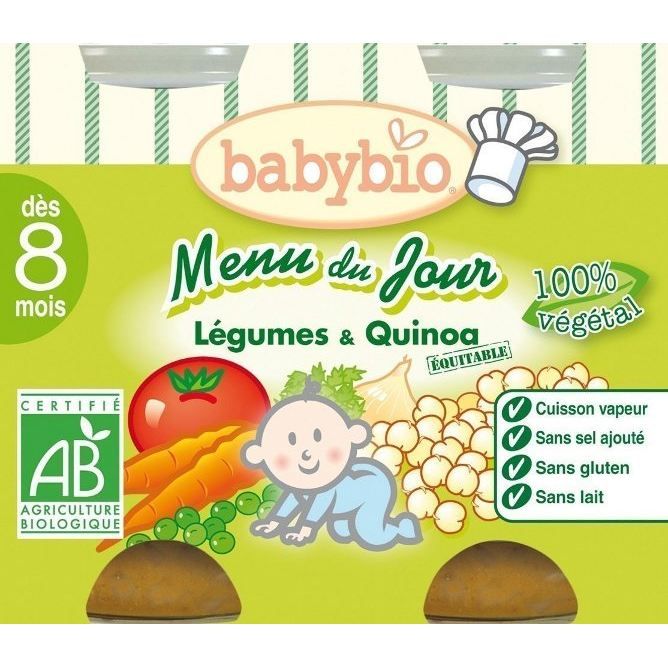 Babybio - Petit Pot Bébé Bonne Nuit Légumes Quinoa - Bio - 2x200g - Dès 8 mois