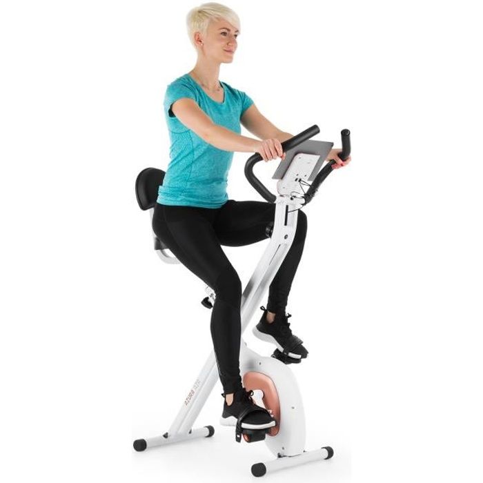 Capital Sports Azura Air - Vélo d'exercice - X-Bike SilentBelt - Résistance magnétique - Pliant - rose gold