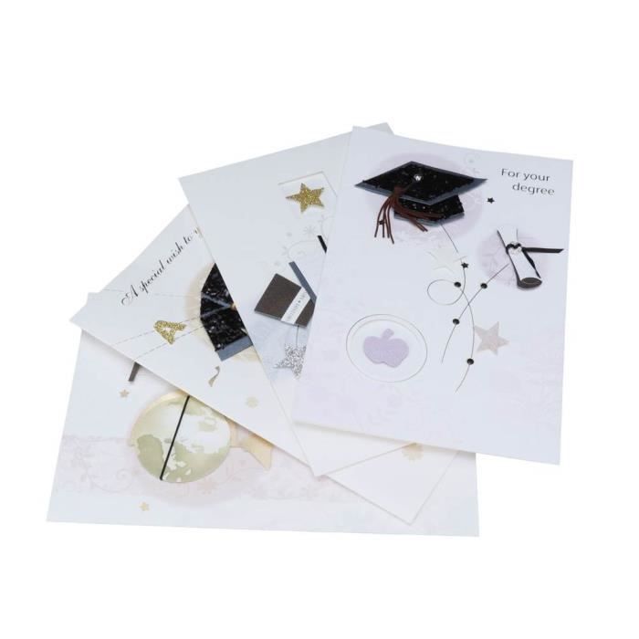 EJ.life Carte de remise des diplômes 4 cartes de voeux de remise des diplômes avec enveloppes cadeau carte postale chapeau et robe