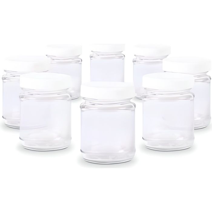 Pot de yaourt en verre avec couvercle à visser, x8 80155 pour Yaourtière