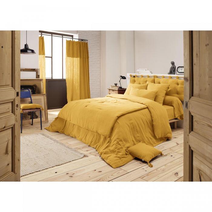 CDaffaires Housse de couette double gaze de coton 240 x 220 cm safran (yellow) Jaune