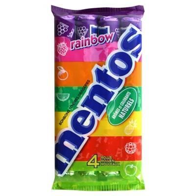 Mentos Rainbow - Lot de 4 rouleaux - 150 g