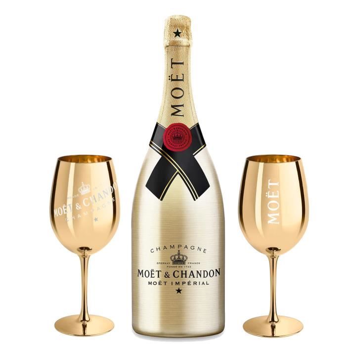 Magnum Moet & Chandon Gold + 2 verres gold acryliques