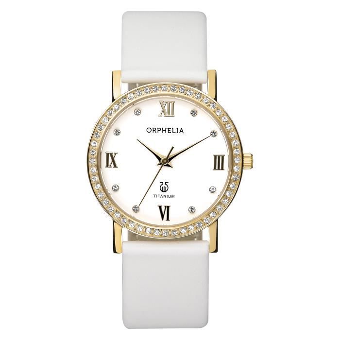 ORPHELIA - Montre Femmes - Quartz - Analogique - Bracelet en Cuir - Blanc - 122-1722-11