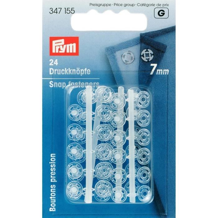 PRYM Boutons Pression à Coudre 7 mm Plastique