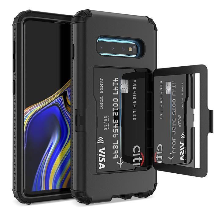 Coque Samsung Galaxy S10 Bumper Titulaire de la Carte, Conception du Béquille, Couverture de Protection Complète -SMARTLEGEND