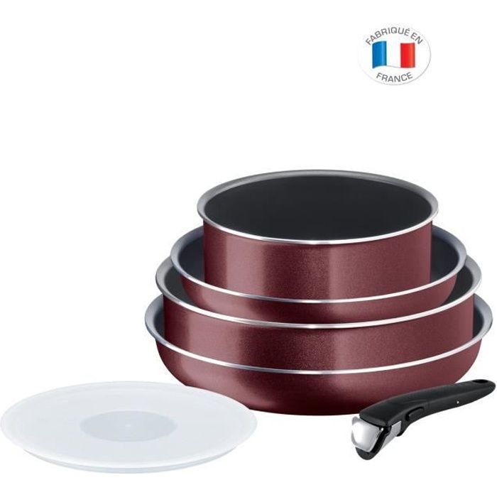 TEFAL L2379202 COOK'N CLEAN INGENIO Batterie de cuisine 6 pièces revêtement anti-adhésif, tous feux sauf induction