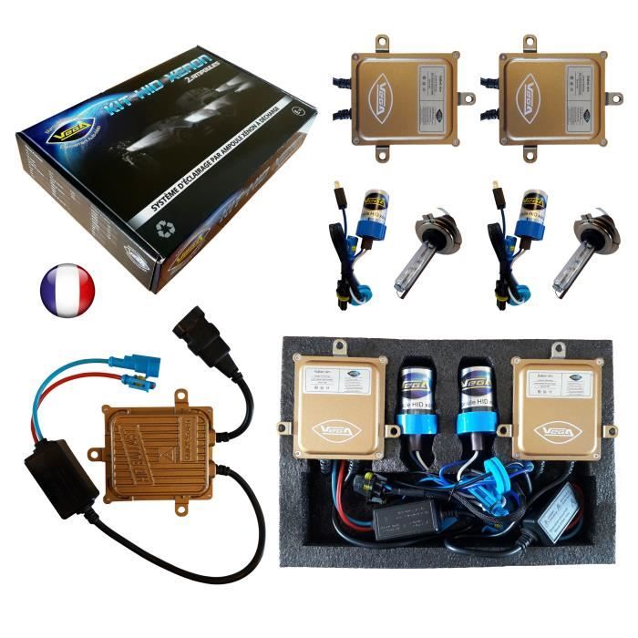 Eclairage pour phares camion - Kit 24 VOLTS HID Xénon Vega® 24V H7 10000K 55W slim DSP AC 2 ampoules à embase métallique