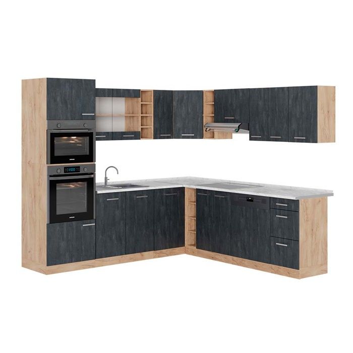 Cuisine En Angle Vicco R-Line - Couleur Béton, Panneaux 16mm (Neuve, Sous Emballage)