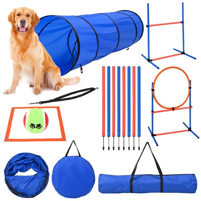 Comparer les prix de Agility Kit déquipement dagilité pour Chiens avec Tunnel de 170cm de 8 Barres de Slalom Hauteur réglable Jeux intéressants