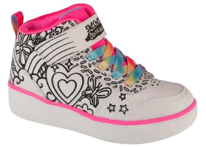 Skechers Baskets - SKECHERS - Sport Court 92 Color Me Kicks - Blanc - Cuir synthétique - Air-Cooled Memory Foam