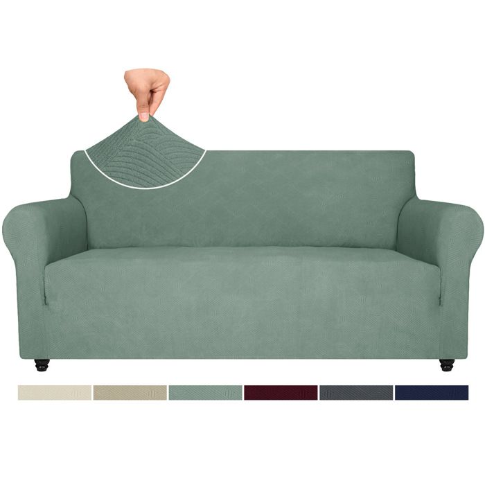 Housse de Canapé 3 Places avec Accoudoirs Housse Canapé Extensible Protection Canape Chien Vert Clair