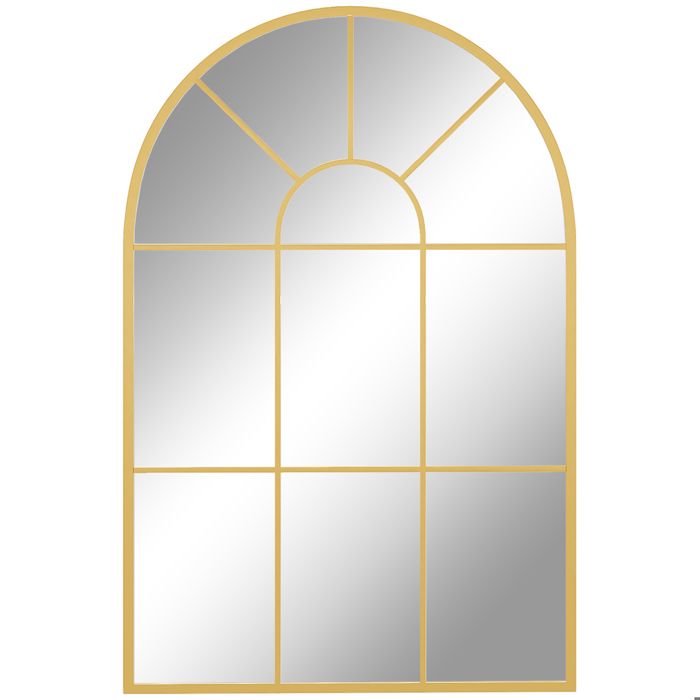 Miroir mural HOMCOM en métal cadre doré en forme de voûtée – 91 x 60 cm – décoration pour entrée chambre à coucher salon
