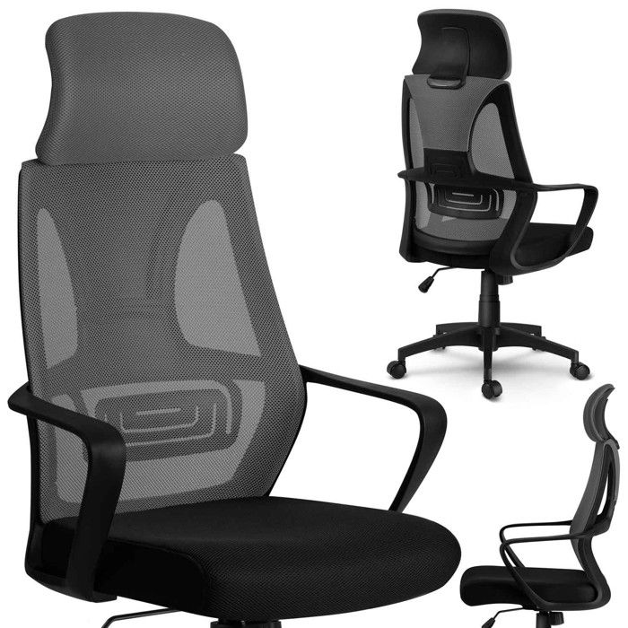 Chaise de bureau en micro-maille - JANSHOP - Gris - Réglage de linclinaison - Réglage de la hauteur