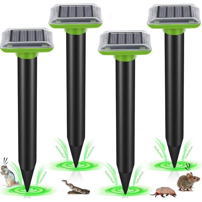 Répulsif Taupe Solaire à Ultrason, 4 Pièces Répulsif Solaire pour Anti