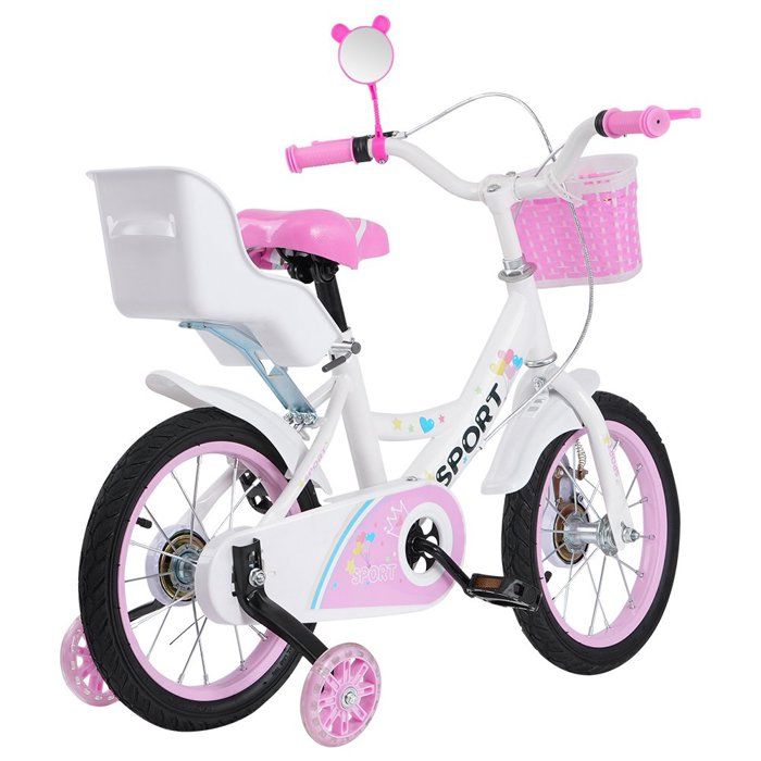 Vélo Enfant Dino Bikes 12 Pouces Little Heart Rose – Avec Roulettes Et Panier Pour Poupée