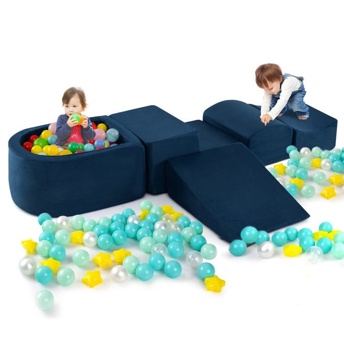 Blocs de Construction - Parcours de Motricité Bébé - DREAMADE - 5PCS - Piscine à Balles - Housse Lavable - 3+ Ans - Rose - Jeux - Jouets