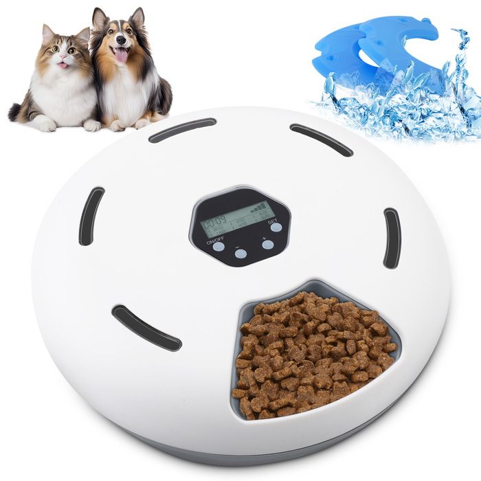 Comparer les prix de 6 Repas Dispensateur Automatique dalimentation Humide pour Chats pour Chats avec minuterie Distributeur Alimentaire réfrigéré